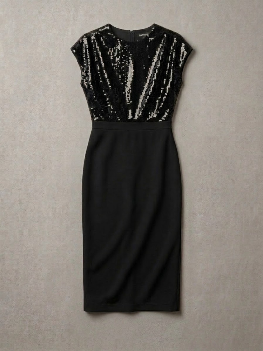 Express Black Sequin Top Sheath Midi Dress Size M